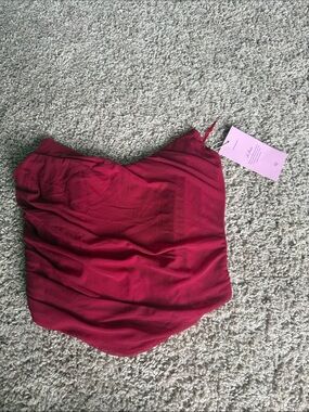 Strapless Ruched Burgundy Bustier Top